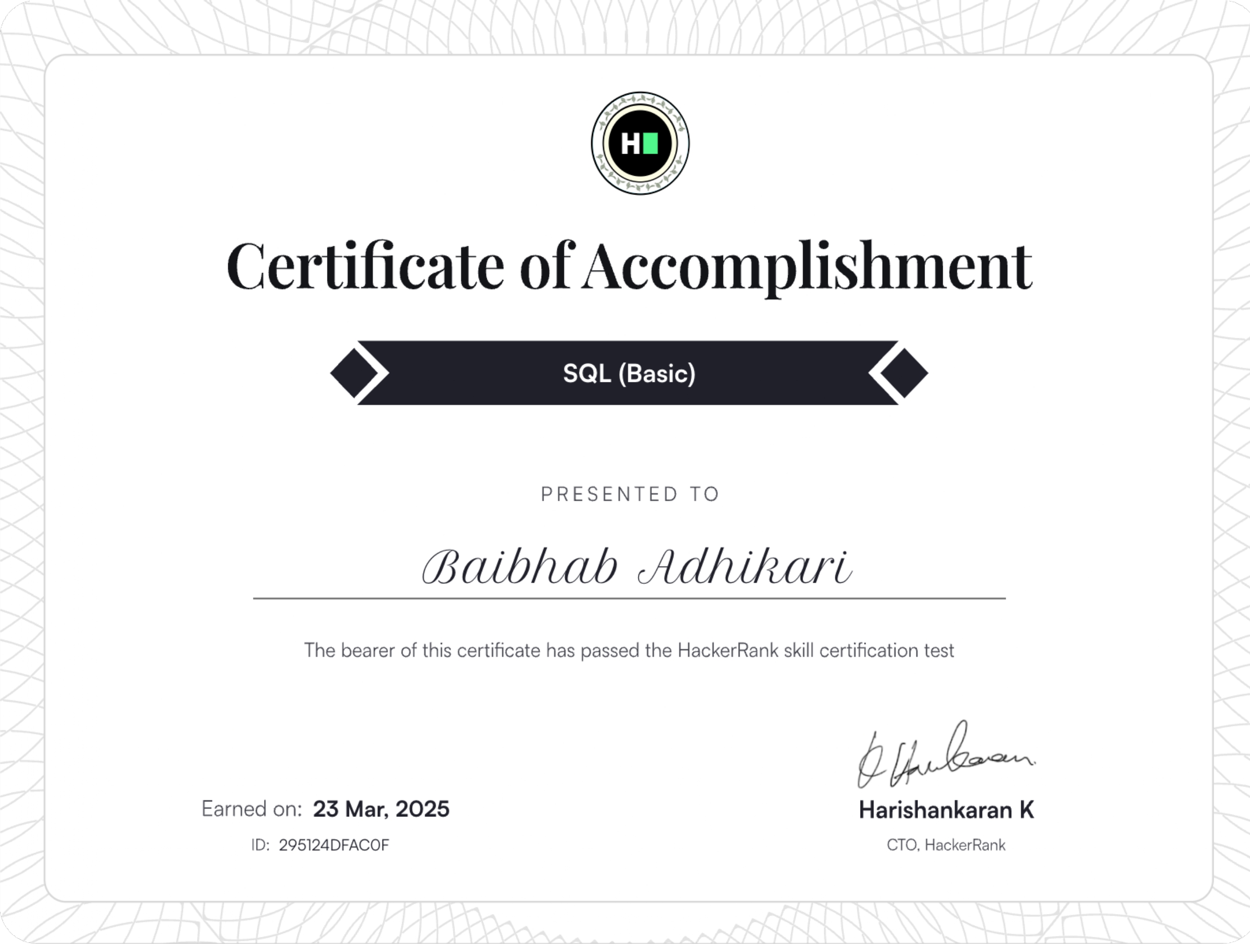 SQL Certificate